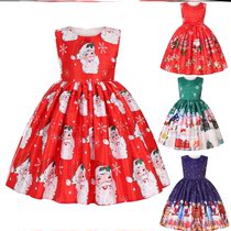 21 new girl gown Santa Claus snowflake Scout Skirt Cartoon Printed Princess Dresses for Christmas