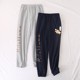 Elastic waisted bear print ankle-length sweatpants