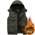Cộng với áo khoác nhung dày ấm áp nhiều túi áo vest trung niên nam vest vest cha cotton vest trung áo khoác không tay Áo vest cotton