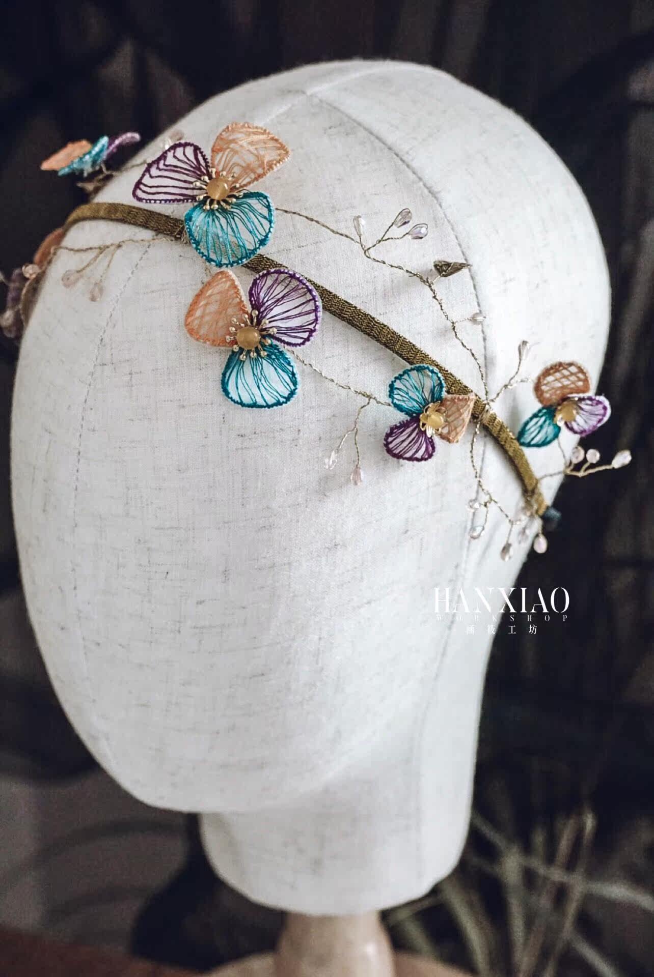 HFG001 bridal headwear method embroidered colour Monet style hair hoop retro-shot