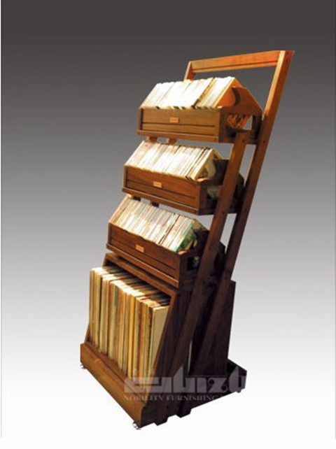 Aristocratic Sound Rack CD Rack LP Box Solid Wood Black Gel Record Skew Frame Creative Music Movie Black Rubber Disc Shelf