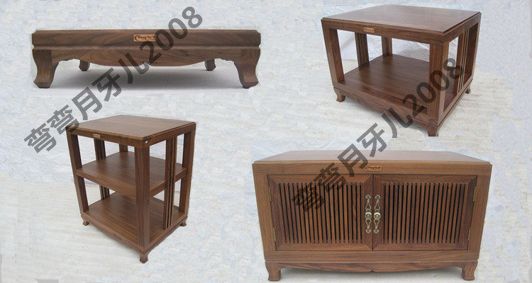 Chengyu audio rack black walnut classical single two single three-story lengthened two-story door cabinet TV cabinet