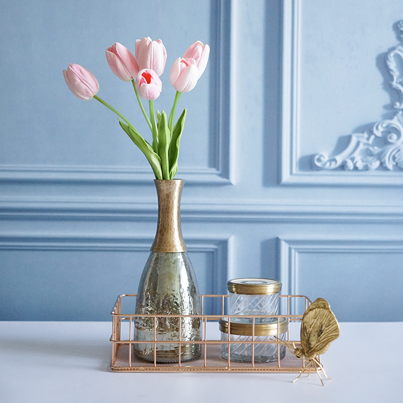 Dutch Tulip Emulation Vase Silk Flowers Fake Flowers High Quality PU Room Dining Room Table Decoration Furnishing Flower Arrangement Bouquet