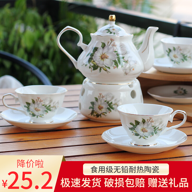 Flower teapot set fruit candle heating tea cooking tea oven beauty salon tea coffee pot English afternoon tea light luxury European teacup