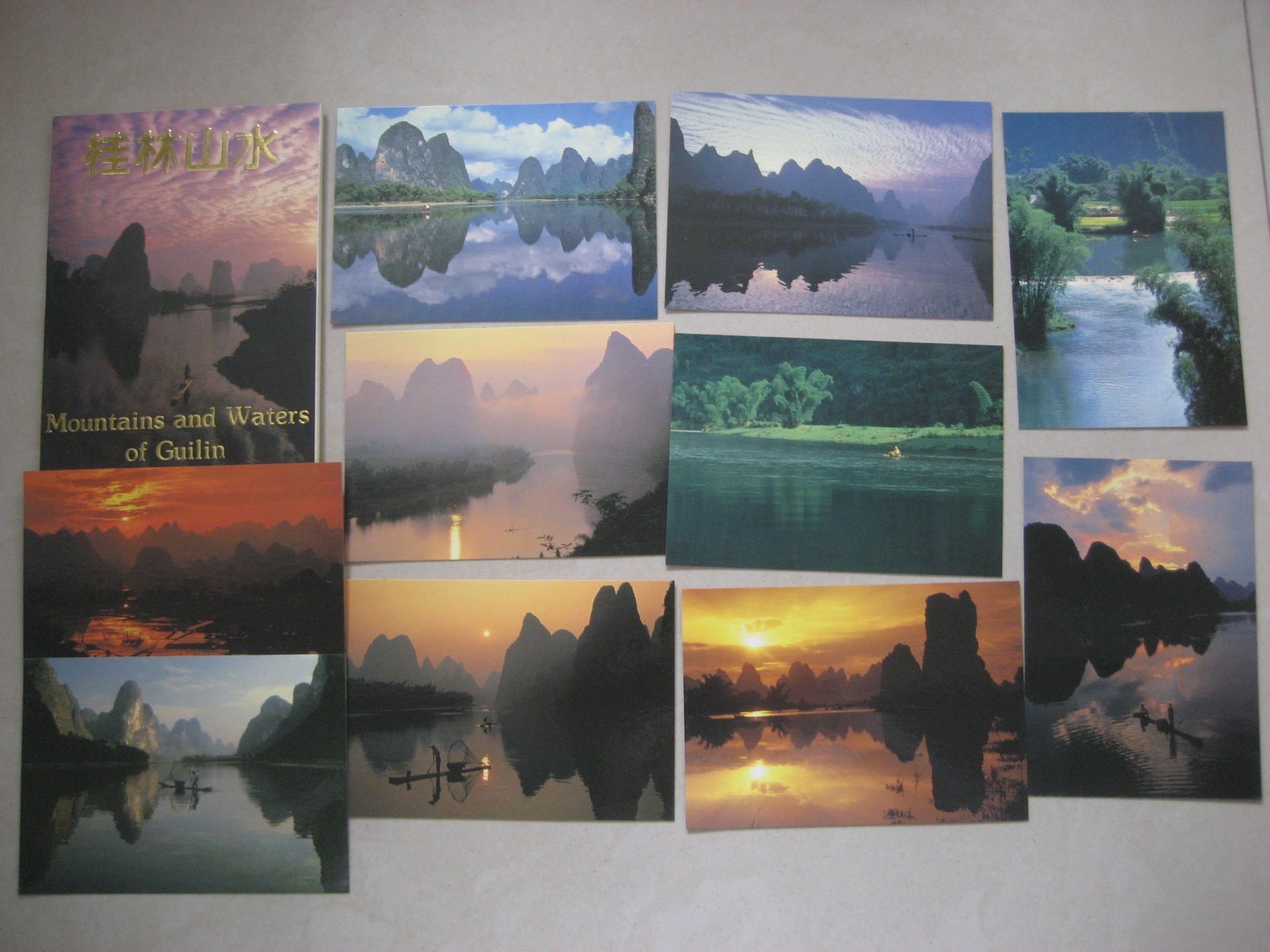 1995 foreign language version of Guilin landscape postcard 10 Quan Yuan Baoshan Huangbutan