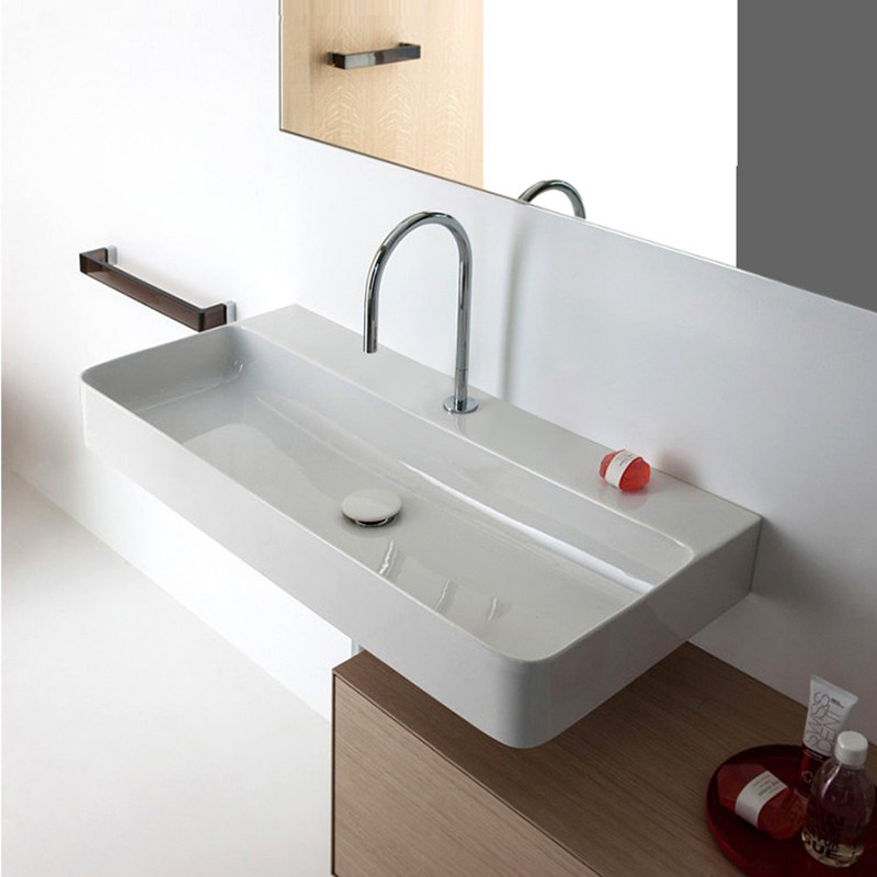 Small apartment type toilet bathroom square integrated countertop hotel restaurant balcony toilet ceramic wall type wash basin