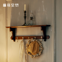 American retro solid wood decorative wall-mounted coat rack for creative clothing store entrance door pure brass key hook