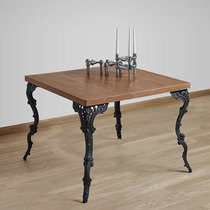 蘑菇空间原创欧式骨花腿餐桌原木实木定制长方形自然做复古办公桌