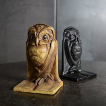 蘑菇空间)复刻经典铸铁猫头鹰书立 手工描绘 铸铁书档复古书立