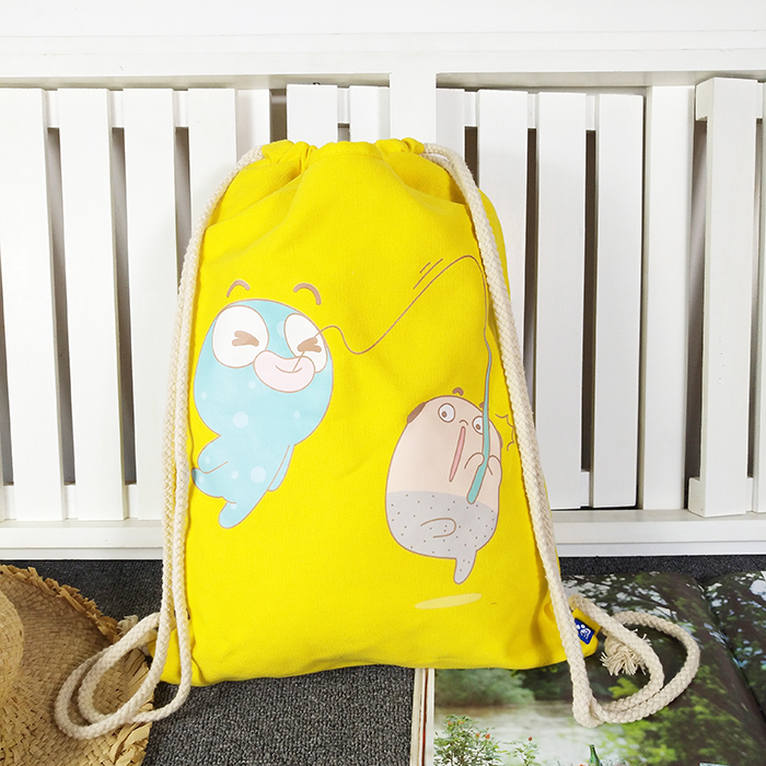 Phim hoạt hình trẻ em túi xách cotton kéo dây đeo vai nhỏ ba lô 29 * 43cm balo laptop nữ