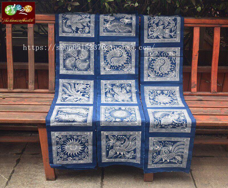 Guizhou Danzhai batik handmade pure plant dyeing table flag Hand-painted tablecloth home decoration handicrafts 280*30CM