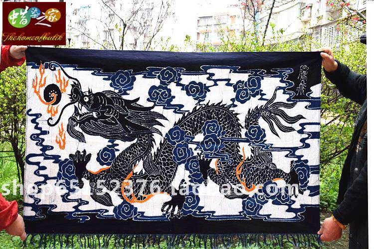Batik painting Guizhou Miao handmade batik ethnic characteristic batik decorative wall hanging take off 130CM*80