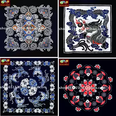Batik tablecloth Guizhou Miao Batik Batik painting Batik decorative wall-mounted tablecloth Square tablecloth 115*115