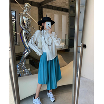 NORA waist seal irregular pleated skirt skirt women 2022 spring casual temperament high waist long skirt