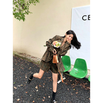 NORA Plaid casual suit suit suit women Spring and Autumn new design sense niche design loose temperament suit top