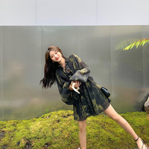 NORA French cold wind dress design sense niche female Spring and Autumn New chic waist chiffon long sleeve skirt