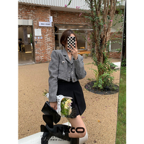 NORA plaid suit jacket autumn womens new high fashion design sense niche short top ins tide