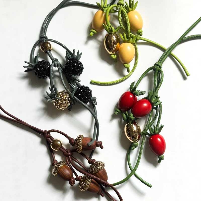 Ingenious Tomato Pendant Suitable for Loewe Bags, Genuine Leather Cherry Blossom Charm, Bag Accessory with Hazelnut Design