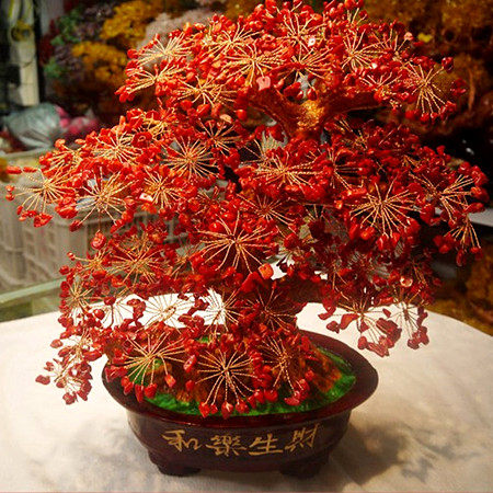 Natural brand new futsal tree big red crystal Merchants treasure Treasure Home Red Pendulum Gift Gift Giving Gift