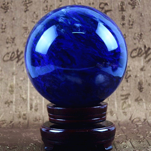 Original stone natural blue crystal ball feng shui decoration aquamarine office home porch living room polishing