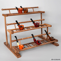 Solid wood pipe rack mens handmade collection display pipe seat black walnut 7-position multi-layer straight row special bracket