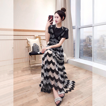 Long dress suit kit matching womens dress 2022 new summer clothes Herbenwind black pendant with dress with dress and two sets
