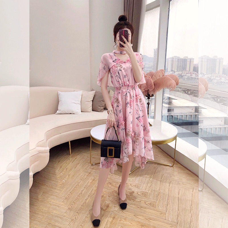 Váy cổ tích siêu cổ tích rừng cổ tích không khí mùa hè 2020 phụ nữ mới thắt lưng hồng đầm voan hoa - Váy eo cao