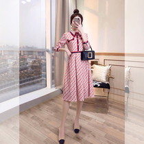 Shirt dress print 2021 new autumn womens long sleeves high cold fan early autumn temperament French retro dress