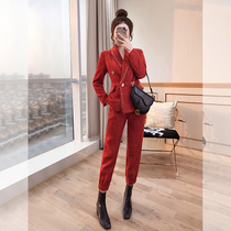 Suit suit women fashion suit 2021 new autumn suit pants Haren pants red professional two-piece set