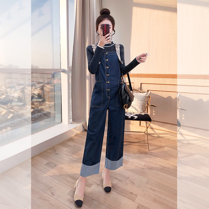 Broadlegged Pants Suit Foreign Air Fashion Autumn winter 2023 New women's clothing Knitted Sweatshirt Jeans Back with pants Two sets-Taobao