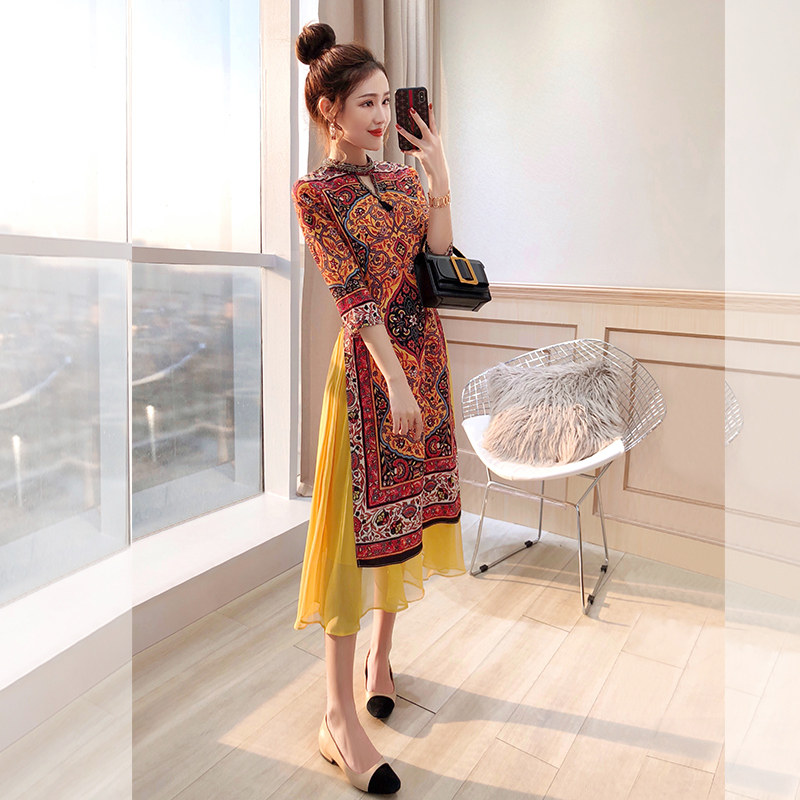 Chinese style women's Tang suit 2022 new autumn temperament Chinese style Hanfu improved cheongsam national style dress