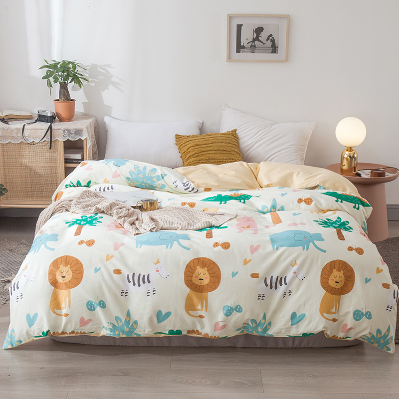 Cartoon Children's House Pure Cotton Bed Bedding Single Piece 180X220 quilts with single four sets of single beds Bedding Article