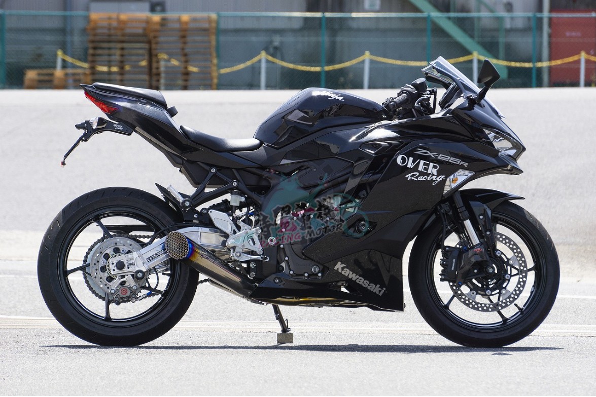 Выходной выхлоп Japan Over Racing подходит к Kawasaki ZX4R модифицированный конкурентный титановый сплав синие пламя полный абзац