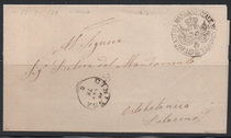 Italian prehistoric seal 1 1878 Cimini to Palermo crown cross shield heraldry postmark