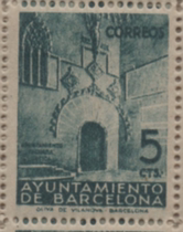 Barcelona Spain Local Stamps 1936 City Hall European Traditional Architecture 1 Full