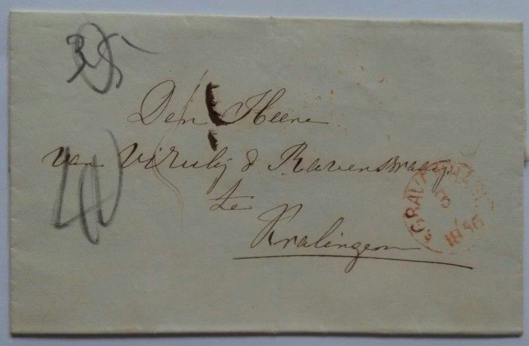 Dutch prehistoric seal handwritten to paying postage for foreign classical classic collection of postage