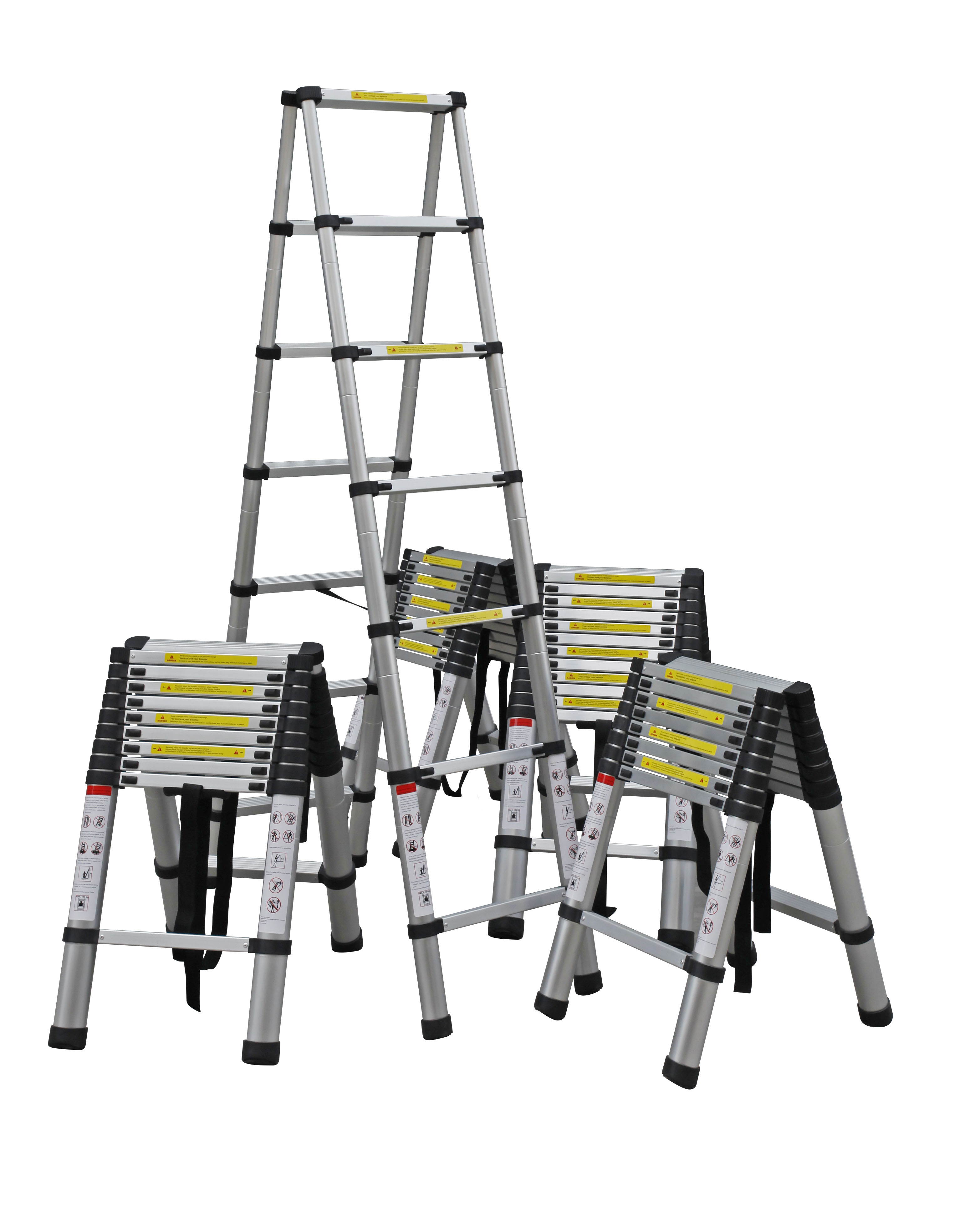 Thickened lifting aluminum alloy herringbone ladder household multi-functional bamboo telescopic ladder project folding attic stairs