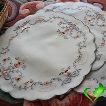 Foreign trade export raw silk hand embroidery nostalgic fabric coaster plate mat placemat vase mat collection 40CM round