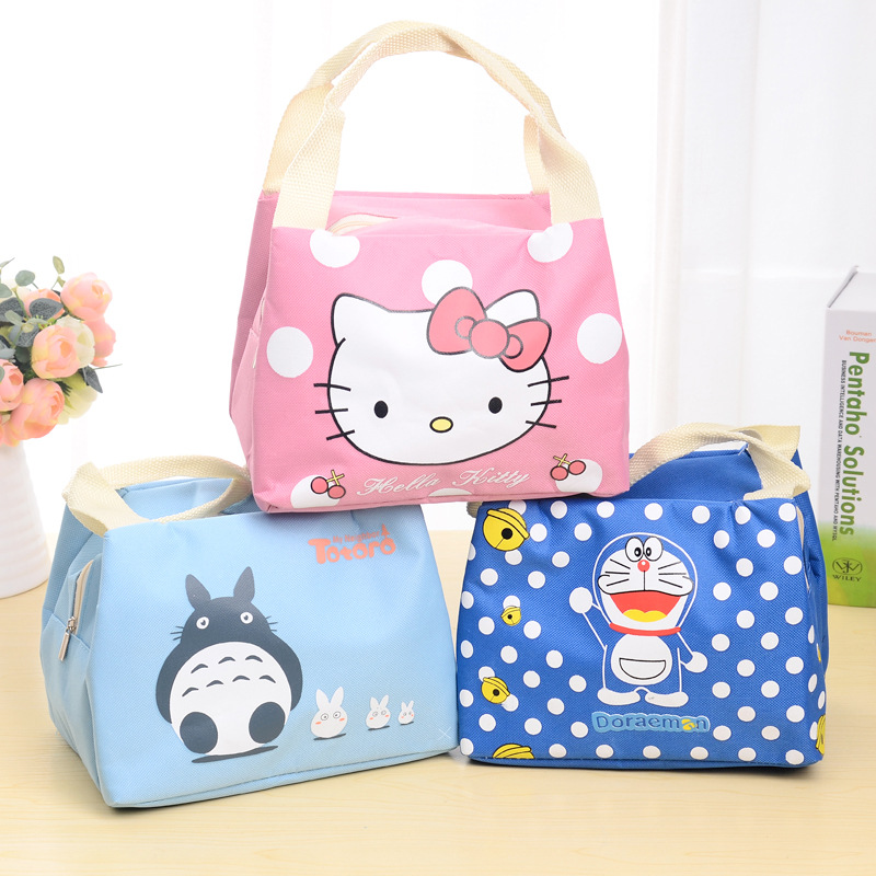 Korean version of the creative cartoon cute Bento bag waterproof Oxford cloth picnic bag thickened portable insulation bag Bento bag