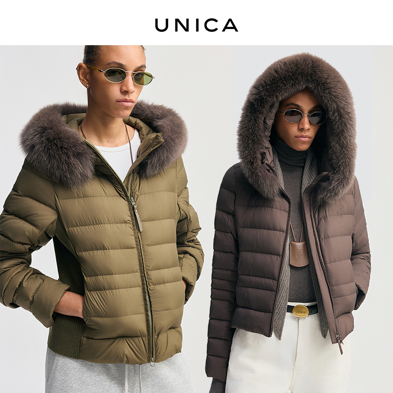 Unica/City Lightweight Portable Detachable Fox Fur Hooded_95 White Goose down Waist-Cinching Quilted down Jacket Unica/City Lightweight Portable Detachable Fox Fur Hooded_95 White Goose down Waist-Cinching Quilted down Jacket