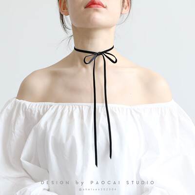 Versatile velvet neck strap, choker, Korean style collar, neck accessory, necklace, simple student necklace for women