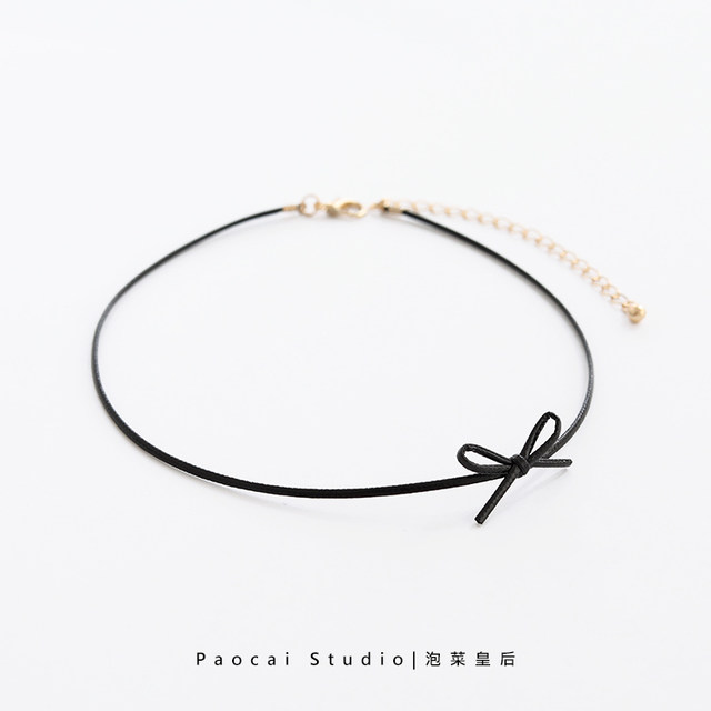 Minimalist wind bow collar chic necklace female simple all-match student neck jewelry neck strap clavicle chain handmade