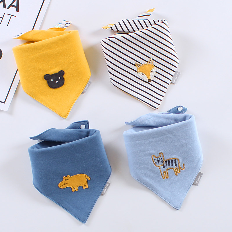 Baby cotton snap triangle towel baby saliva towel newborn soft bib boys and girls cartoon bib autumn and winter