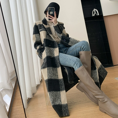 Зимний длинный лонгслив, шерстяное шерстяное пальто, 2022, французский стиль, средней длины