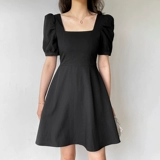 Летнее приталенное платье, корсет, юбка, рукава фонарики, французский стиль, квадратный вырез