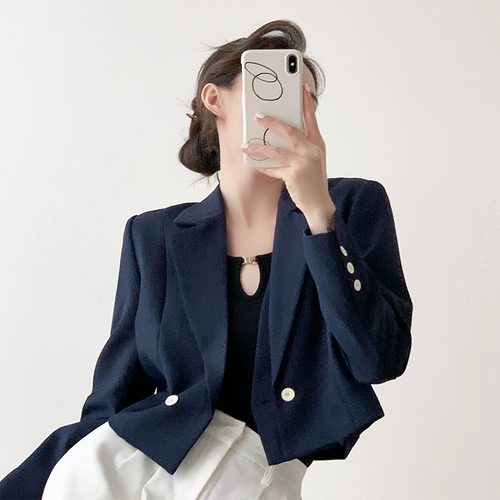 Осенний короткий однотонный костюм, городской стиль, в западном стиле