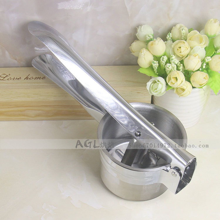 US Stainless Steel Mashed Potato Press Masher Melon Fruit Juice Potato Press Replaceable mesh