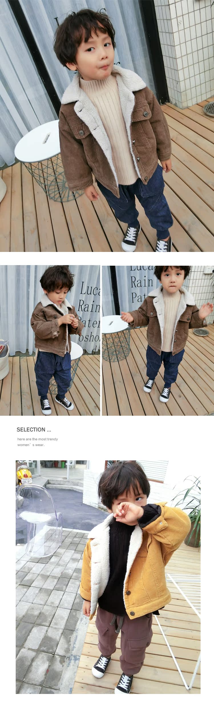 Chao Ma Feifei 2018 Winter New Boy Lamb Fur Jacket Children Corduroy Thicken Áo khoác ấm áo phao bé gái