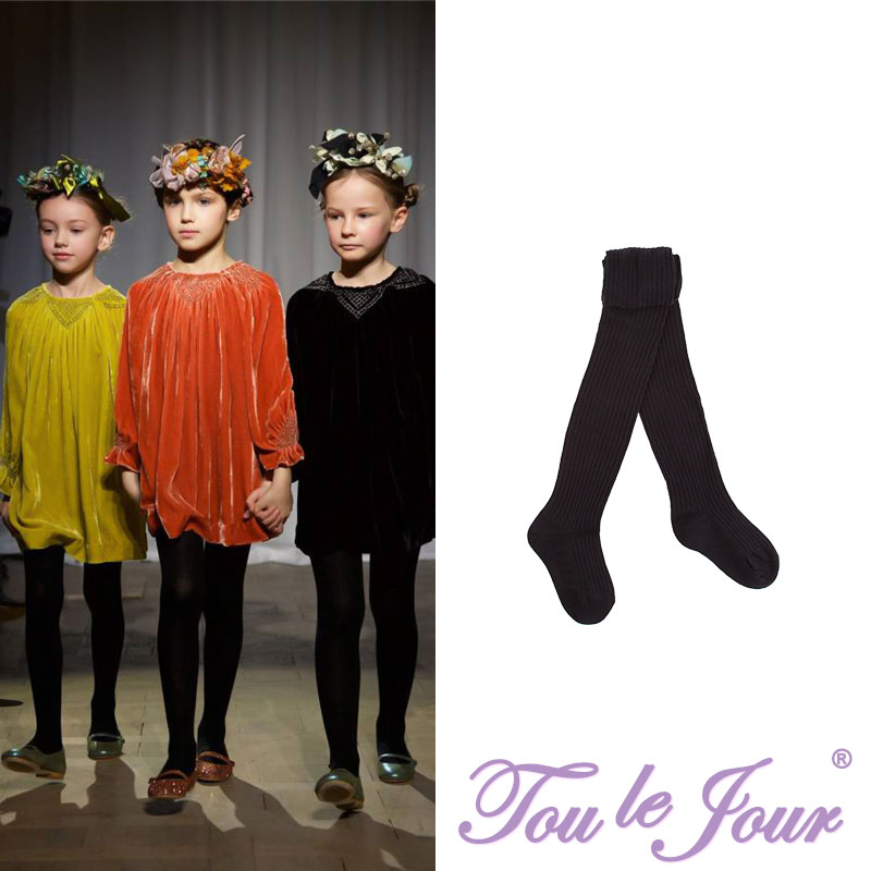 Toulejour boutique children's clothing Combed cotton double needle vertical stripe elastic waist Fashion elastic inner pantyhose