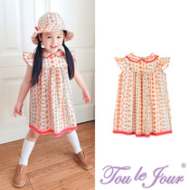 Toulejour Girls Dress Trim Dolls Collar Small Flying Sleeves Retro Circular Arc Yoc Printed Little Foreign Dress Dress